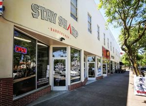 The shop front of Stay Sharp Barbershop